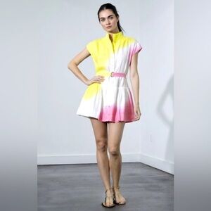 Karina Grimaldi Yellow and Pink Mini Dress